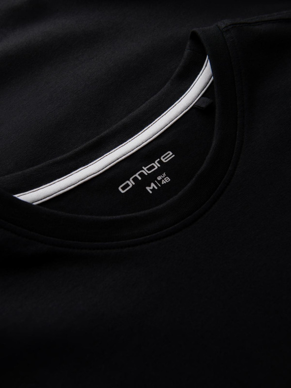 Ombre Clothing Мъжка памучна тениска с трикольор - бяло и тъмносиньо V3 OM-TSCT-0174 Ombre Clothing