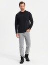 Ombre Clothing Мъжка памучна тениска LOOSE FIT с дълъг ръкав и кръгло деколте - черна V1 OM-LSBC-0129 Ombre Clothing
