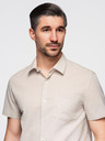 Ombre Clothing Мъжка риза с къс ръкав и кубинска яка Бежово Ombre Clothing