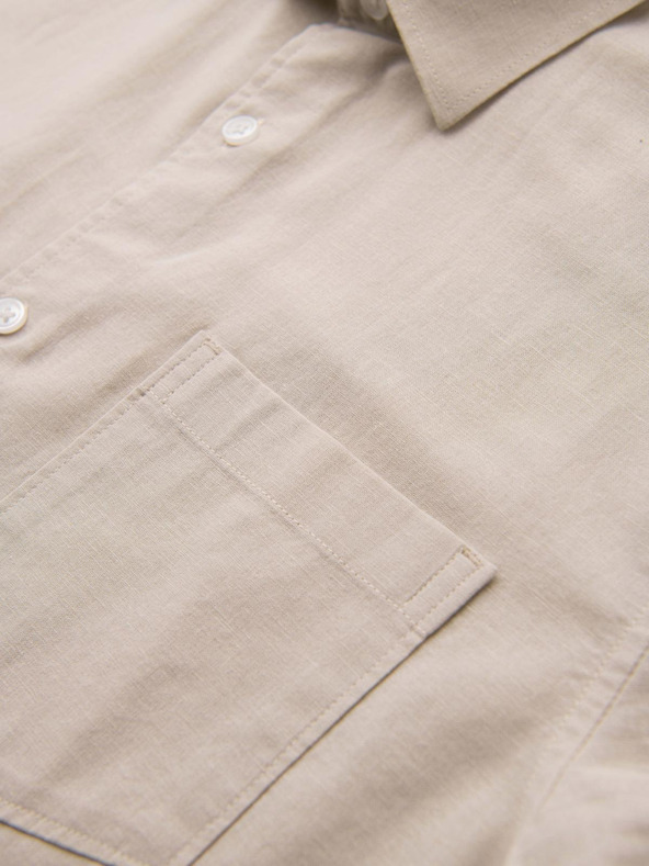 Ombre Clothing Мъжка риза с къс ръкав и кубинска яка Бежово Ombre Clothing