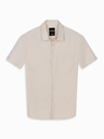 Ombre Clothing Мъжка риза с къс ръкав и кубинска яка Бежово Ombre Clothing
