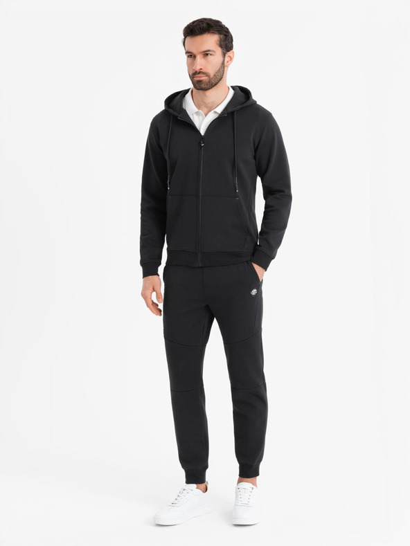 Ombre Clothing Мъжки спортни панталони с ребрести маншети и декоративен цип Ombre Clothing