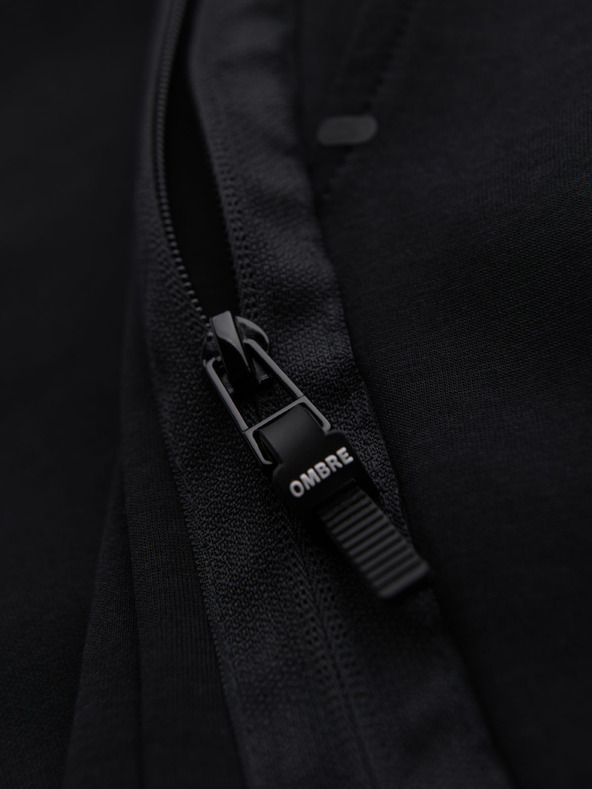 Ombre Clothing Мъжки спортни панталони с ребрести маншети и декоративен цип Ombre Clothing