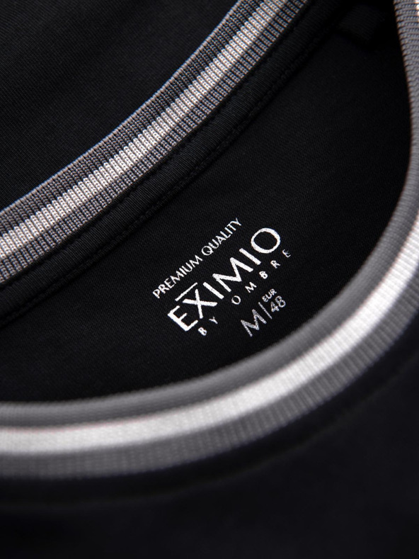 Ombre Clothing Мъжка памучна тениска с дълъг ръкав, U-образно райе деколте и бродерия Ombre Clothing