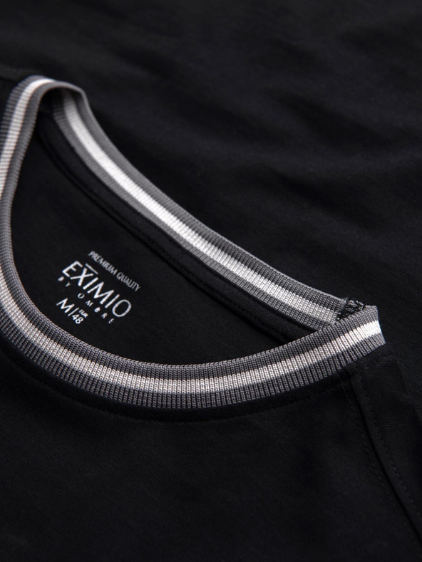 Ombre Clothing Мъжка памучна тениска с дълъг ръкав, U-образно райе деколте и бродерия Ombre Clothing