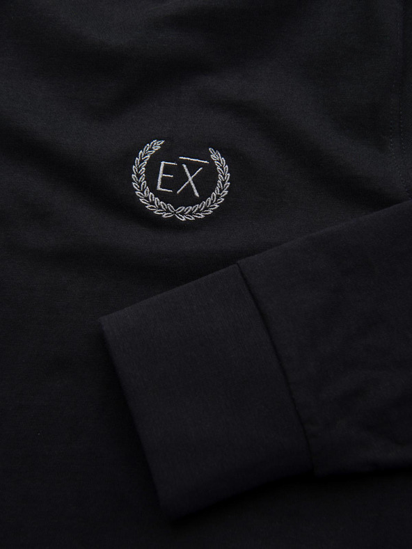 Ombre Clothing Мъжка памучна тениска с дълъг ръкав, U-образно райе деколте и бродерия Ombre Clothing