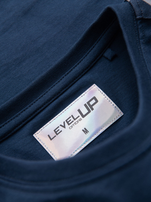 Ombre Clothing Мъжка памучна тениска с дълъг ръкав, с кант и принт на гърдите Ombre Clothing