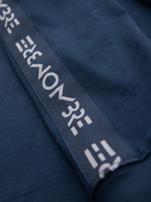 Ombre Clothing Мъжка памучна тениска с дълъг ръкав, с кант и принт на гърдите Ombre Clothing