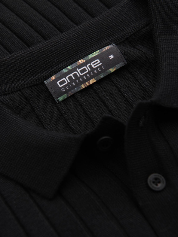 Ombre Clothing Мъжка slim fit поло риза от вискоза с вертикални ивици Ombre Clothing