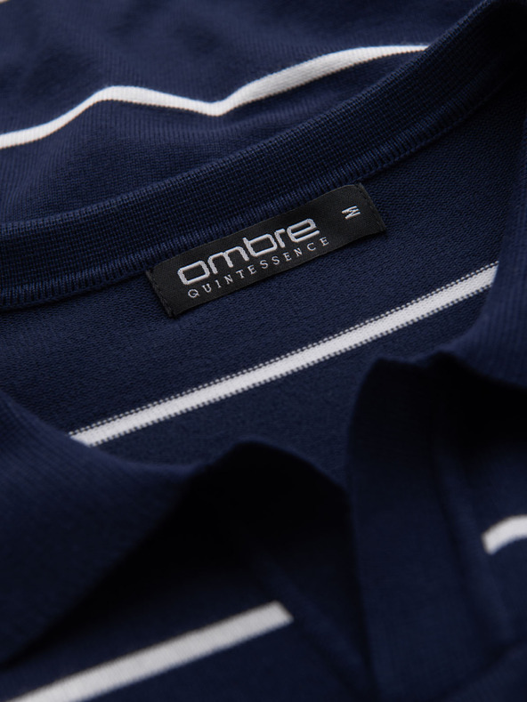 Ombre Clothing Мъжка поло риза от вискоза с хоризонтални ивици Ombre Clothing