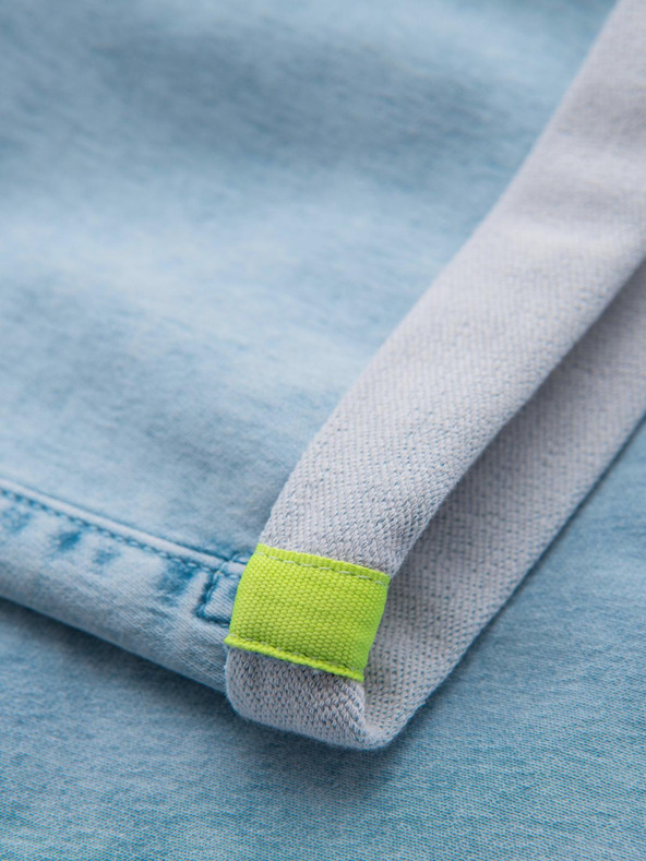 Ombre Clothing Мъжки къси дънкови панталони с декоративно прошиване - светлосини