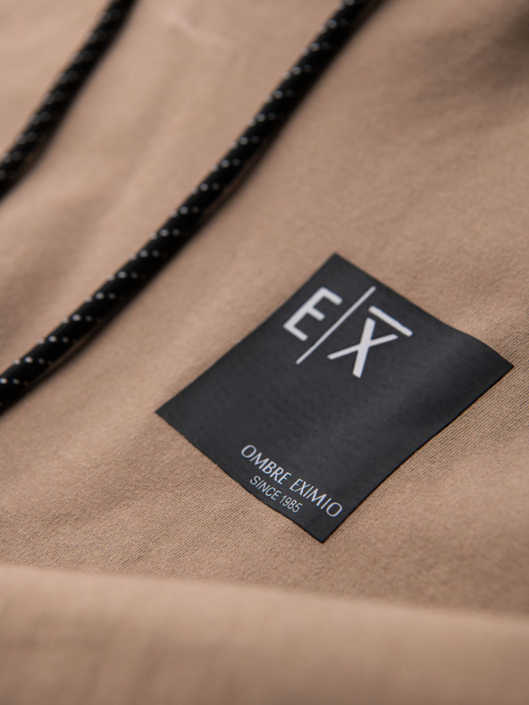 Ombre Clothing Мъжки суитшърт с качулка + долнище - кафяв