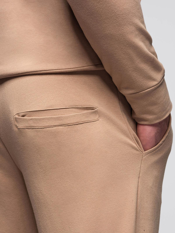 Ombre Clothing Мъжки суитшърт с качулка + долнище - кафяв