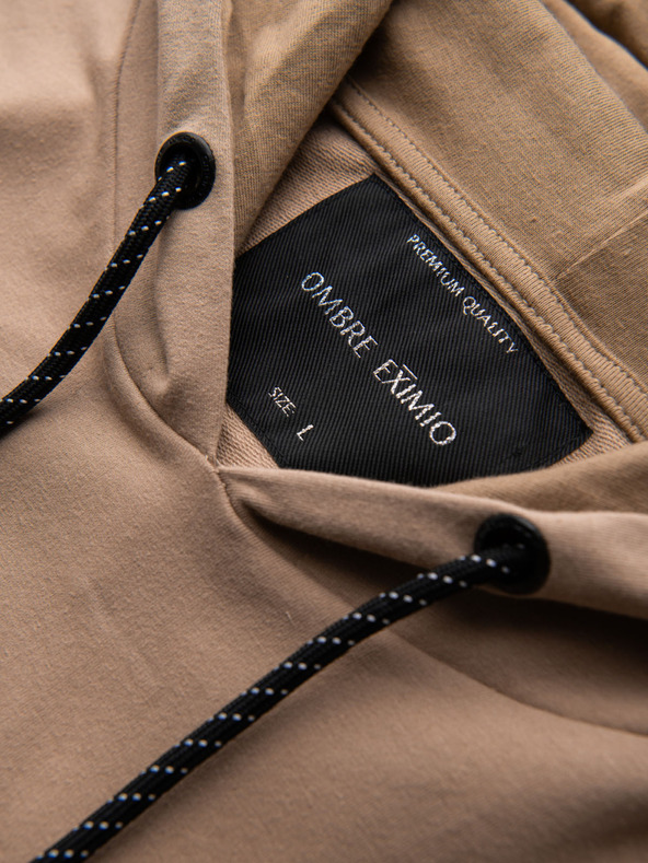 Ombre Clothing Мъжки суитшърт с качулка + долнище - кафяв