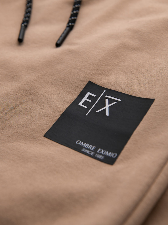 Ombre Clothing Мъжки суитшърт с качулка + долнище - кафяв