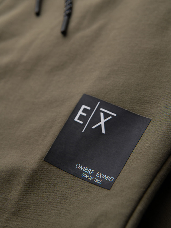 Ombre Clothing Мъжки суитшърт с качулка + долнище - маслинен