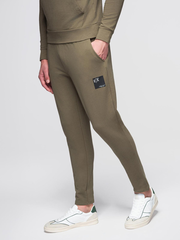 Ombre Clothing Мъжки суитшърт с качулка + долнище - маслинен