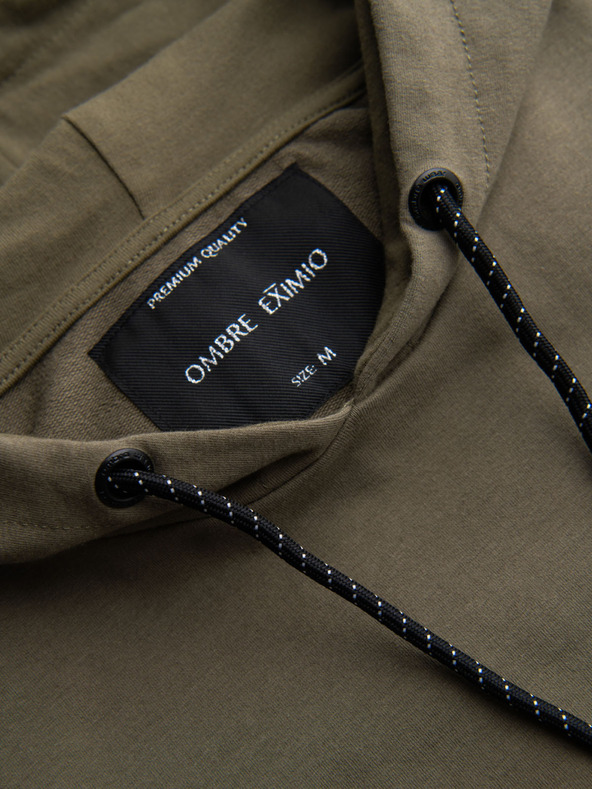 Ombre Clothing Мъжки суитшърт с качулка + долнище - маслинен