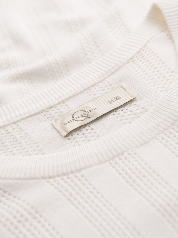 Ombre Clothing Мъжки суитшърт с кръгло деколте и къси ръкави - бял