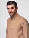 Ombre Clothing Мъжка памучна риза с права яка и джоб REGULAR FIT - светло кафяво