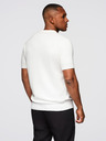 Ombre Clothing Мъжка памучна поло тениска от структуриран трикотаж - бяла