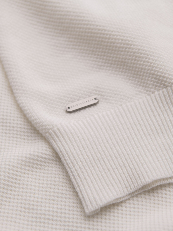 Ombre Clothing Мъжка памучна поло тениска от структуриран трикотаж - бяла