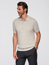 Ombre Clothing Мъжка памучна поло риза от структуриран трикотаж - бежова