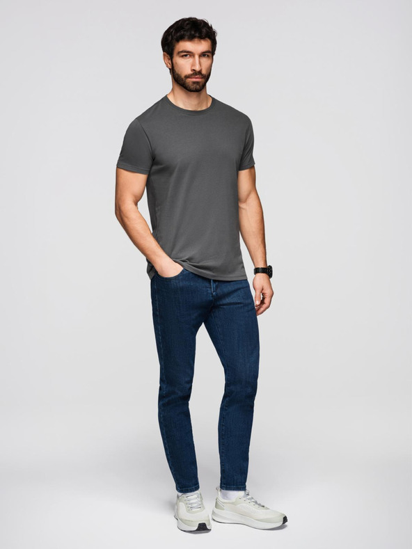 Ombre Clothing Мъжка класическа памучна тениска BASIC - сива