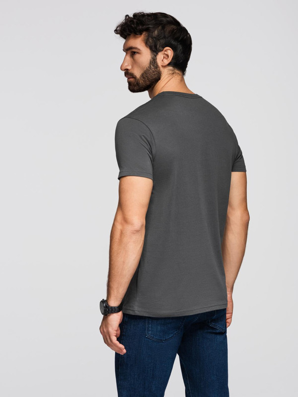 Ombre Clothing Мъжка класическа памучна тениска BASIC - сива