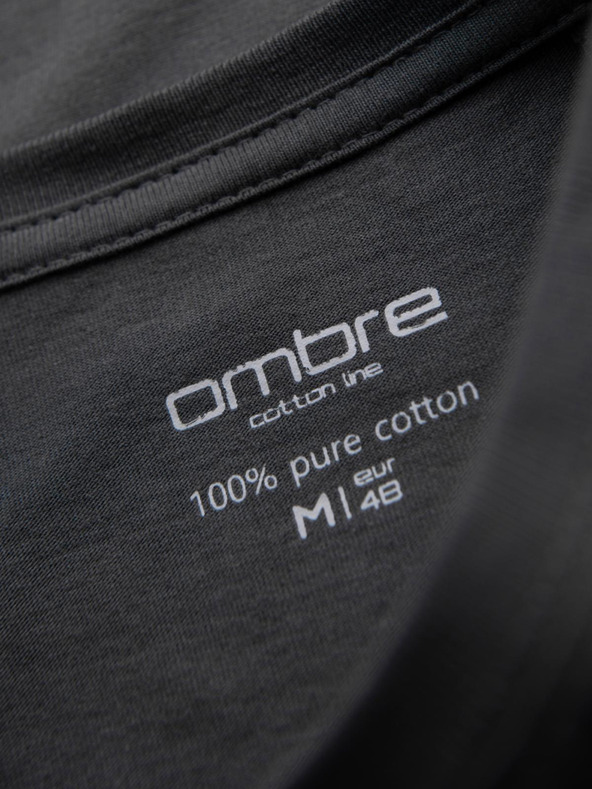 Ombre Clothing Мъжка класическа памучна тениска BASIC - сива