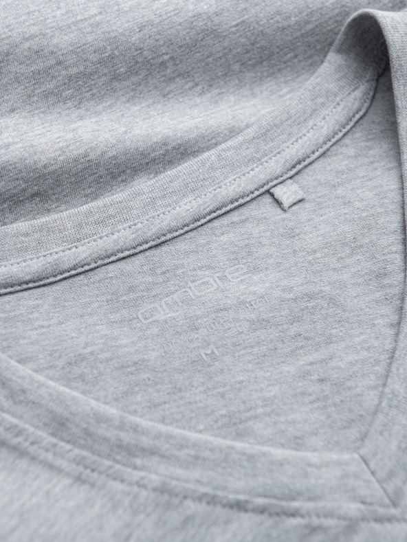 Ombre Clothing Сива мъжка памучна основна тениска с деколте Ombre Clothing