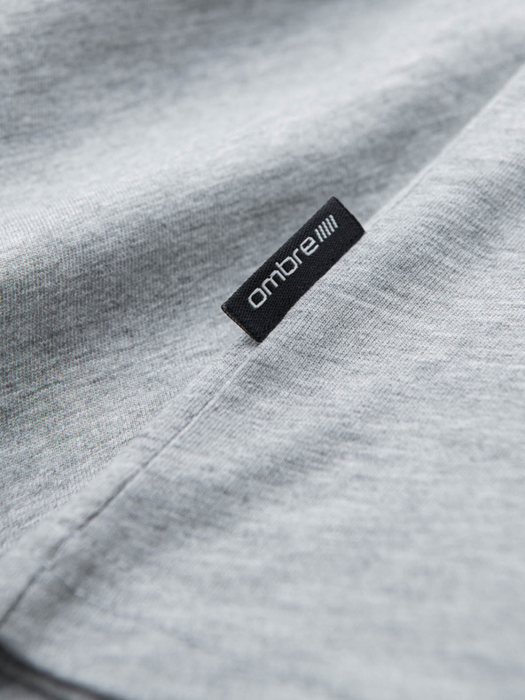 Ombre Clothing Сива мъжка памучна основна тениска с деколте Ombre Clothing