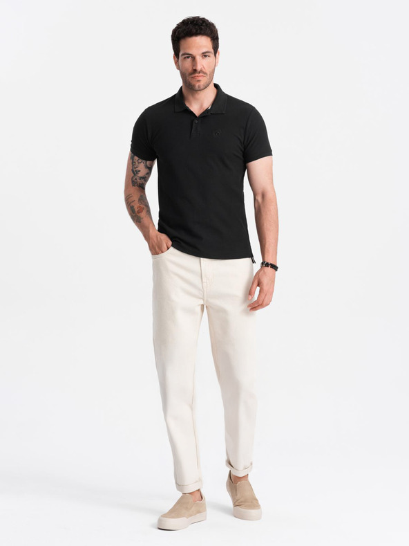 Ombre Clothing Черна мъжка основна поло тениска Ombre Clothing