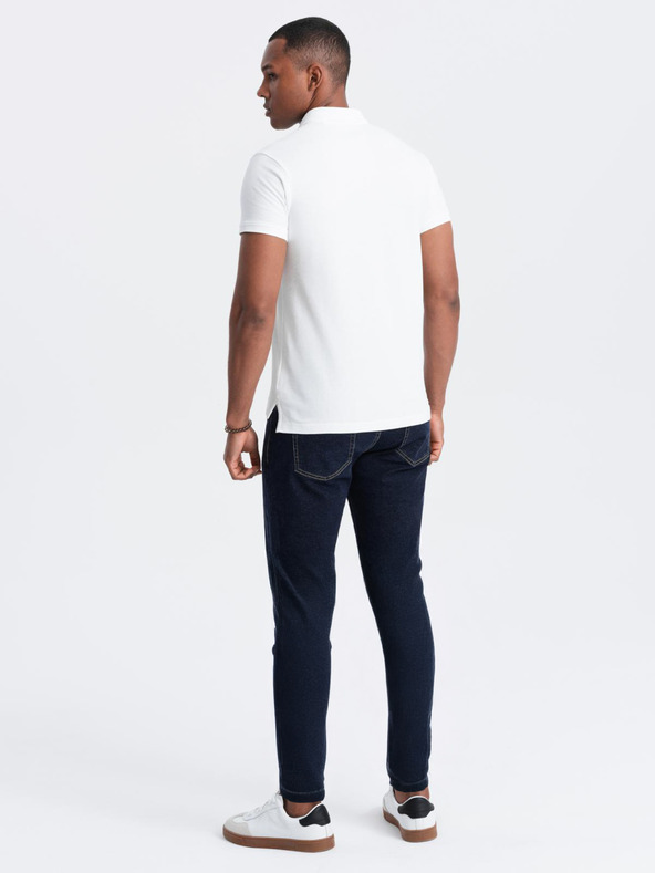 Ombre Clothing Бяла мъжка основна поло риза Ombre Clothing