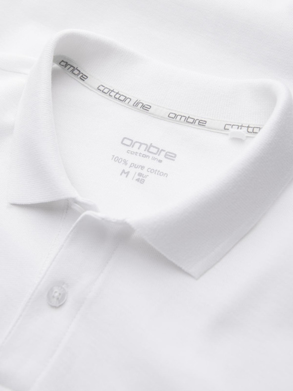 Ombre Clothing Бяла мъжка основна поло риза Ombre Clothing