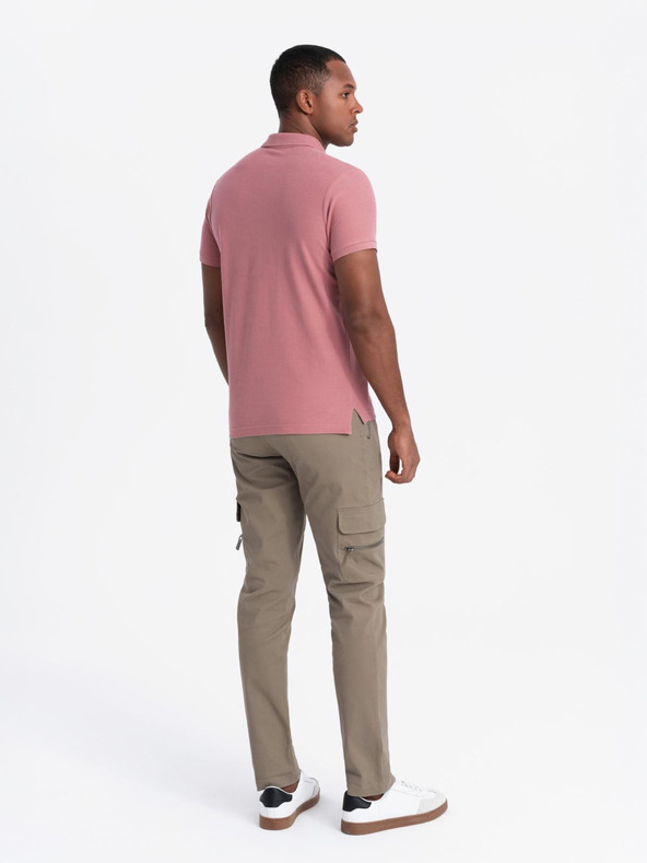 Ombre Clothing Розова мъжка основна поло тениска Ombre Clothing