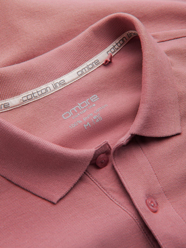 Ombre Clothing Розова мъжка основна поло тениска Ombre Clothing