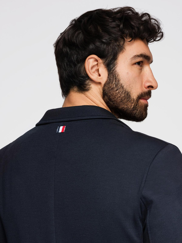 Ombre Clothing Мъжко тъмносиньо сако SLIM от фино структуриран плат