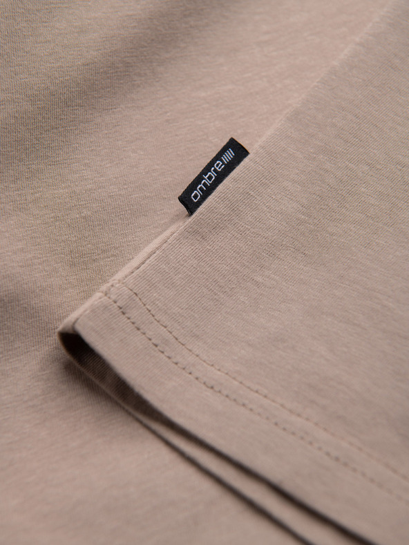 Ombre Clothing Сива мъжка памучна тениска с основно деколте Ombre Clothing