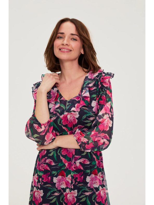 Moodo Тъмносини цветни рокли Moodo
