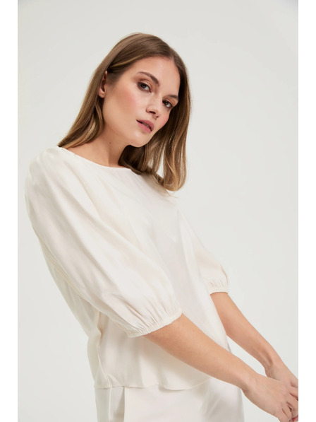 Moodo Риза с буфантни ръкави кремава Moodo