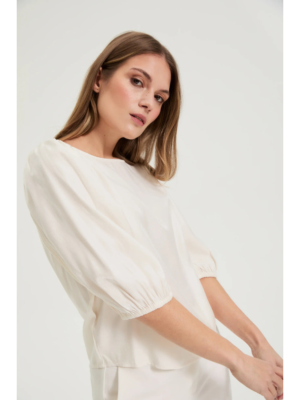 Moodo Риза с буфантни ръкави кремава Moodo