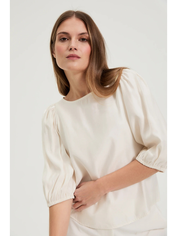 Moodo Риза с буфантни ръкави кремава Moodo