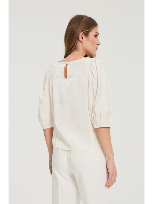 Moodo Риза с буфантни ръкави кремава Moodo