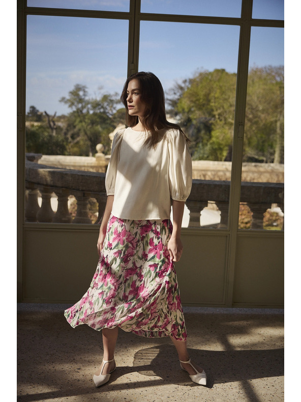 Moodo Риза с буфантни ръкави кремава Moodo