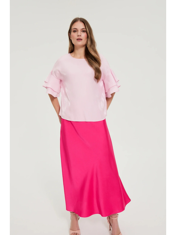 Moodo Розова риза с воланчета на ръкавите Moodo