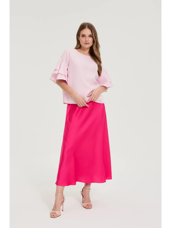 Moodo Розова риза с воланчета на ръкавите Moodo