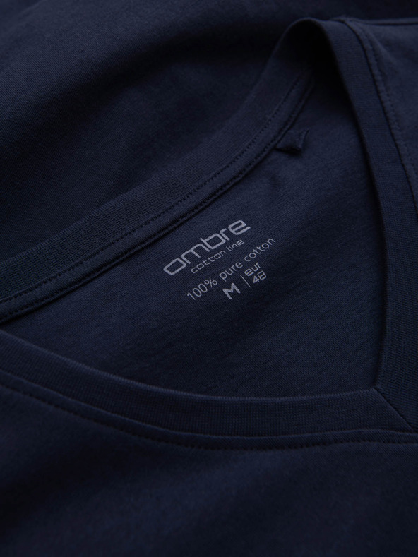 Ombre Clothing Тъмно синя мъжка основна тениска с V-образно деколте Ombre Clothing