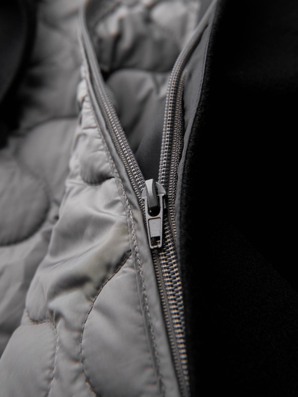 Ombre Clothing Мъжко дълго едноредно палто с яка и долна наметка - черно V1 OM-COWC-0135 Ombre Clothing