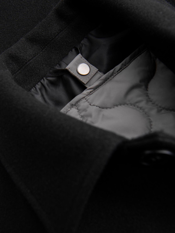 Ombre Clothing Мъжко дълго едноредно палто с яка и долна наметка - черно V1 OM-COWC-0135 Ombre Clothing